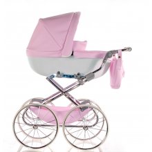 Wózek lalkowy - Princess Różowo-Szary - Chrom